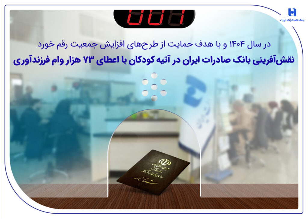 نقش آفرینی بانک صادرات ایران در آتیه کودکان با اعطای 73 هزار وام فرزندآوری