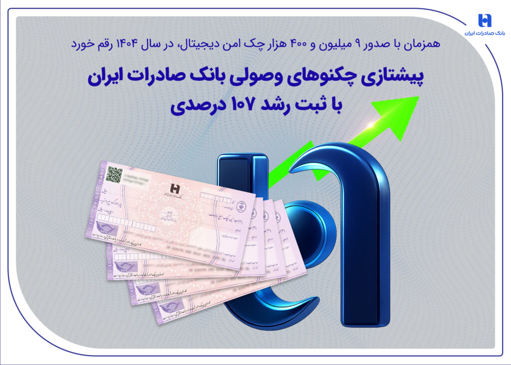 پیشتازی چکنوهای وصولی بانک صادرات ایران با ثبت رشد 107 درصدی